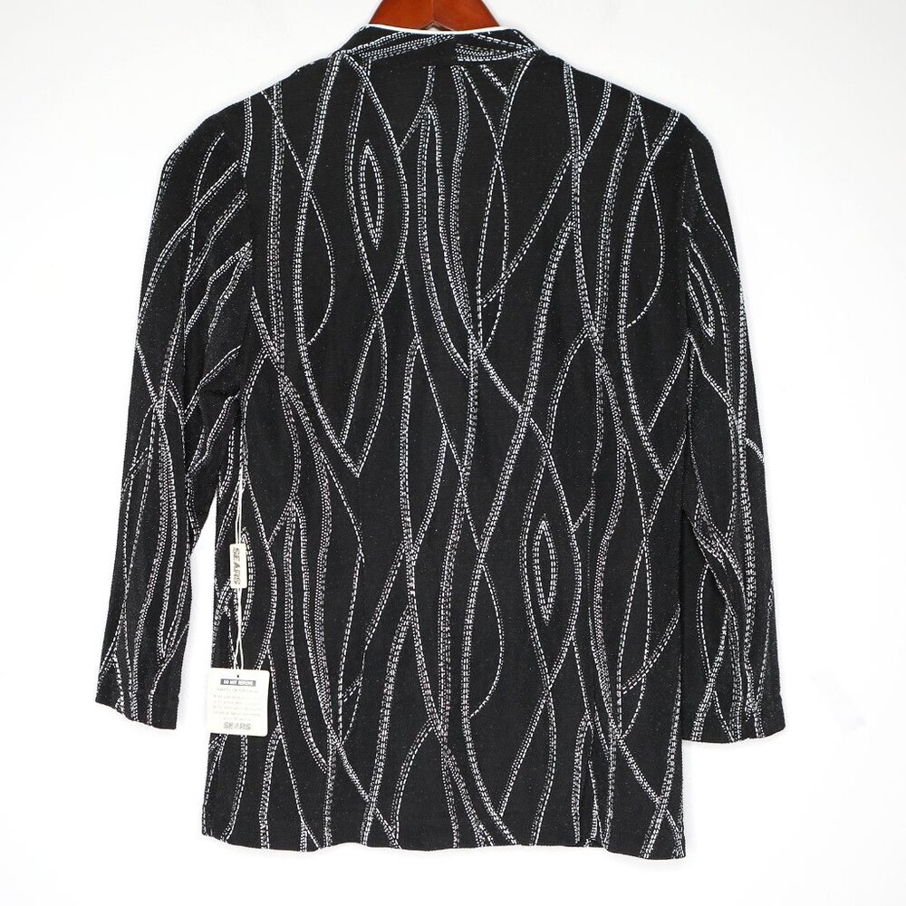 Vintage Traditions Glitter Jacket & Sleeveless Blouse Top Stretch Black Silver - Picture 6 of 15
